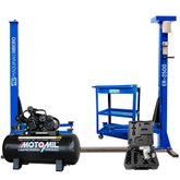 Elevador Automotivo Monofásico Azul de 2,5 T + Compressor de Ar 15 Pés 3,0HP 175 Litros Bivolt + Carrinho com 1 Gaveta + Chave de Impacto 1/2 Pol. 