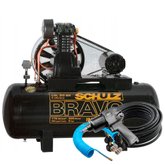 Compressor Bravo Schulz CSL20BR/200 20 Pés 200L + Chave de Impacto + 2 Mangueiras + Amortecedor + 2 Engates 