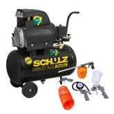 Motocompressor de Ar Portátil 2HP 25 Litros Monofásico 220V com Roda + Kit de Pintura com 5 Peças para Compressor de Ar