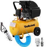 Motocompressor de Ar CP8022 2,0HP 6,4 Pés 20 Litros + Tesoura Pneumática de Corte Reto FG3000U + Mangueira Espiral 15 Metros + Adaptadores 