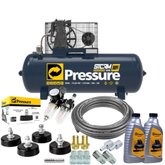 Jogo Compressor de Ar Completo Uso Industrial 20 Pés 250 Litros 220/380V com Acessórios