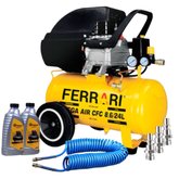 Compressor de Ar Mega Air CFC 8,6 Pés 24L 2HP 110V Ferrari + Jogo de Acessórios