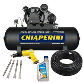 Compressor de Ar 20 Pés 250 Litros Trifásico + Martelete Pneumático + Acessórios CHIAPERINI