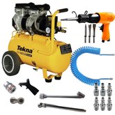 Jogo Compressor de Ar CPSH9025-1C 24L 2,5HP 127V TEKNA com Martelete Pneumático 6,5 Joules e Kit 13 Peças