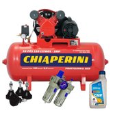 Compressor de Ar 10 pés  110 Litros Bivolt Chiaperini + Filtro Regulador e Lubrificador de Ar 1/2 Pol e Acessórios