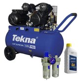 Conjunto Compressor de Ar 10 Pés 2HP 80L CP10080P 220V Tekna com Filtro Regulador e Lubrificador de Ar 1/2 Pol e Óleo Lubrificante para Compressores 1 Litro