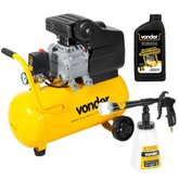 Motocompressor de Ar 21,6 Litros 6,5 Pés 2 CV 110V + Pistola Pneumática Tornador  + Óleo