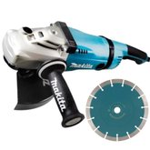 Esmerilhadeira Angular 9 Pol 2500W 110V + Disco de Corte Diamantado 230mm para Concreto