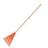 Vassoura Plástica para Jardim de 22 Dentes e Cabo de Madeira de 120cm