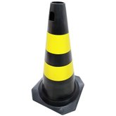 Cone PLT para Sinalização Preto com Amarelo 50cm