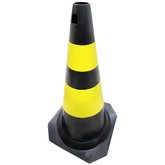 Cone PLT para Sinalização Preto com Amarelo 75cm