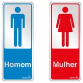 Placas de Sinalização Masculino e Feminino para Banheiro 6 x 15 cm	