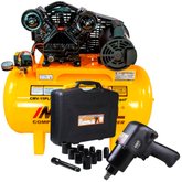 Compressor Air Power MOTOMIL-CMV-15PL/150 15 Pés Bivolt Mono + Jogo Chave Parafusadeira de Impacto com Acessórios