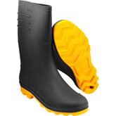 Bota de Pvc Preta com Solado Amarelo Cano Médio com Forro 40  