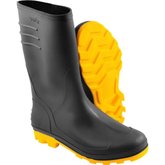 Bota de Pvc Preta com Solado Amarelo Cano Médio sem Forro 44/45   