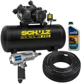 Compressor de Ar CSV 10 Pés 110L 2HP Monofásico 220V + Óleo + Chave de Impacto 1/2 Pol. + Mangueira