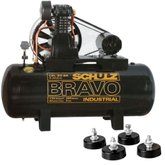 Compressor CSL20BR/200L Alta Pressão Industrial 20 Pés 175 LBS Trifásico Bravo + Kit Amortecedor de Vibração 4 Peças para Compressores Pressure