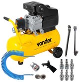 Motocompressor de Ar 21,6 Litros 6,5 Pés 2CV 110V + Kit de Ferramentas com 13 Peças