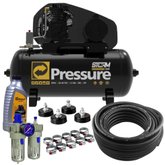 Conjunto Compressor de Ar Storm 300 10/100 300 10 Pés 2HP 100 Litros 110/220V Pressure com Filtro Regulador e Acessórios