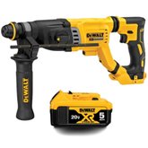 Combo Martelete Perfurador/Rompedor 20V SDS Plus Brushless 1.1/8 Pol. sem Carregador DCH263B + Bateria 20V Max 5,0Ah Indicador de 3 Níveis DCB205 Dewalt
