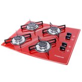 Fogão Cooktop Vidro Temperado Vermelho Bivolt