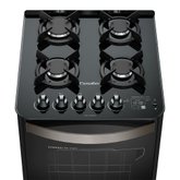 Fogão Esmaltec Esmeralda 4B Preto Timer Grill Elétrico