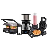 Kit Cozinha Fun Grill Blender Máquina de Waffle Cafeteira Moedor de Café Oster 220V