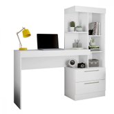 Mesa Para Escritório Com Estante E 2 Gavetas Office Branco