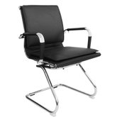 Cadeira Interlocutor Pelegrin em Couro PU PEL-8003V Preta Design Charles Eames