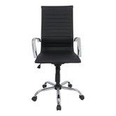 Cadeira Presidente em Couro PU PEL-1190H Preta Design Charles Eames