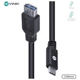 Cabo Usb Tipo C Para Extensor Usb A Fêmea V3.2 Gen1 5Gbps 2 Metros - C32Uaf-2