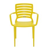 Cadeira Sofia Amarela com Braço Encosto Vazado Horizontal em Polipropileno e Fibra de Vidro