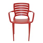 Cadeira Sofia Vermelha com Braço Encosto Vazado Horizontal em Polipropileno e Fibra de Vidro