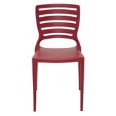 Cadeira Sofia Vermelha sem Braços Encosto Vazado Horizontal em Polipropileno e Fibra de Vidro