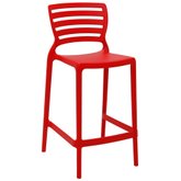 Cadeira Alta Sofia em Polipropileno e Fibra de Vidro Vermelho