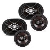 Kit Fácil Alto Falante 6x9 Quadriaxial e 6 Pol Triaxial 300w RMS Premium Bravox