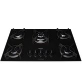 Cooktop 5B Preto Com Mesa De Vidro Tripla Chama Dako Bivolt