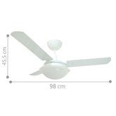 Ventilador Unions Branco 110V 3 Pás Branca E Controle