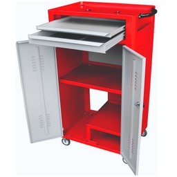 Rack Fechada Móvel Vermelho com 2 Gavetas