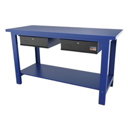 Bancada azul 400kg  1600 x 650 mm 2 gavetas com tampo metálico