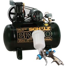 Kit Compressor Profissional Industrial Schulz MONOCSL10BR + Pistola para Pintura de LVLP Steula BC8014