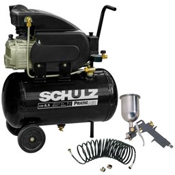 Kit Motocompressor SCHULZ-CSI-8525-AIR Pratic Air 8,5 Pés 25L 110V + Kit de Pintura Compact com 3 Peças