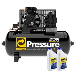 Compressor de Ar Pressure 8975703011 10 Pés 100L Storm-300 + 2 Litros de Óleo Schulz 0100011-0-PRESSURE-K1864