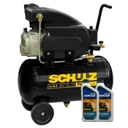 Motocompressor Pratic Air 8,5 Pés 2 HP 25L 110V Schulz + 2 Óleo Lubrificante para Compressor de 1L