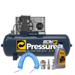 Compressor de Ar Storm 20/250 600 Heavy Duty 20 Pés 250L 220/380V + Mangueira + Jogo de Conectores + Óleo Pressure