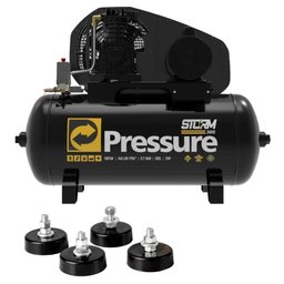 Compressor de Ar Storm 10/100 300 10 Pés 2HP 100 Litros 110/220V  + Kit Amortecedor de Vibração 4 Peças para Compressores