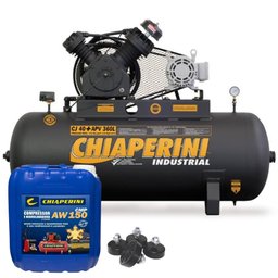 Compressor 40 pés + APV 360 Litros Trifásico 220/380V 10HP Chiaperini + Óleo 5 Litros + Amortecedor de Vibração