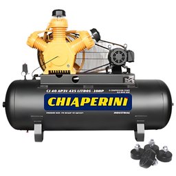 Compressor de Ar 40 pés de Alta Pressão CJ 40 AP3V 425 Litros 10HP 4220/380V Chiaperini + Amortecedor de Vibração 4 peças 