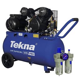 Compressor de Ar 10 Pés 2HP 80L 127V CP10080P Tekna + Filtro Regulador e Lubrificador de Ar 1/2 Pol.