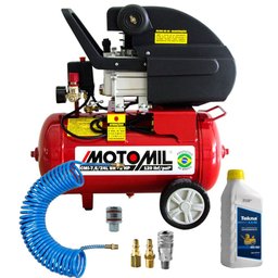 Motocompressor de Ar 7,6 Pés 2HP 24 Litros 220V Motomil + Acessórios para Compressor